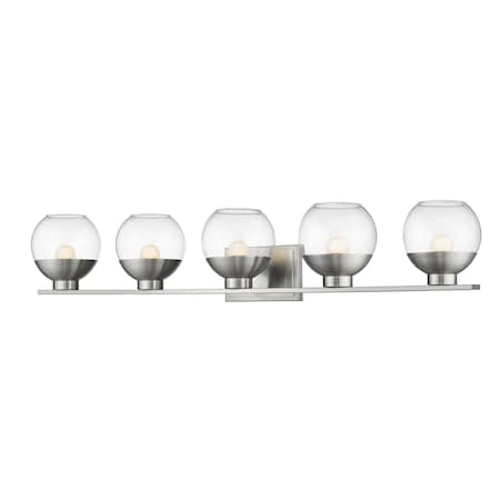 Osono 5 Light Vanity, Brushed Nickel & Clear